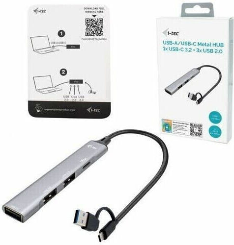 i-tec Hub 4 Θυρών USB 3.0 με σύνδεση USB-A / USB-C Ασημί