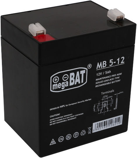 Megabat MB 5-12 UPS Battery with Capacity 5Ah and Voltage 12V 1pcs