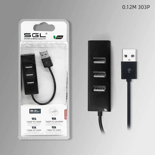 SGL USB-A Docking Station με Μαύρο (095950)