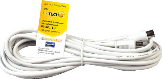 Heitech Antenna Cable Coax male - Coax female White 5m (04002002) 1pcs