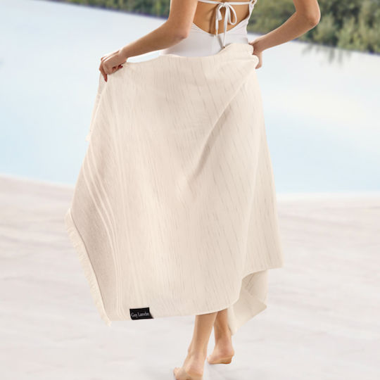 Guy Laroche Serenity Strandtuch Pareo Beige mit Fransen 180x90cm.
