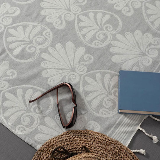 Silk Fashion Πετσέτα Θαλάσσης Βαμβακερή Γκρι 180x90εκ.
