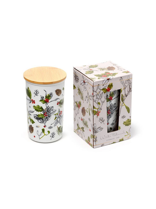 Βάζο Αποθήκευσης Bamboo Καπάκι Christmas Winter Botanical