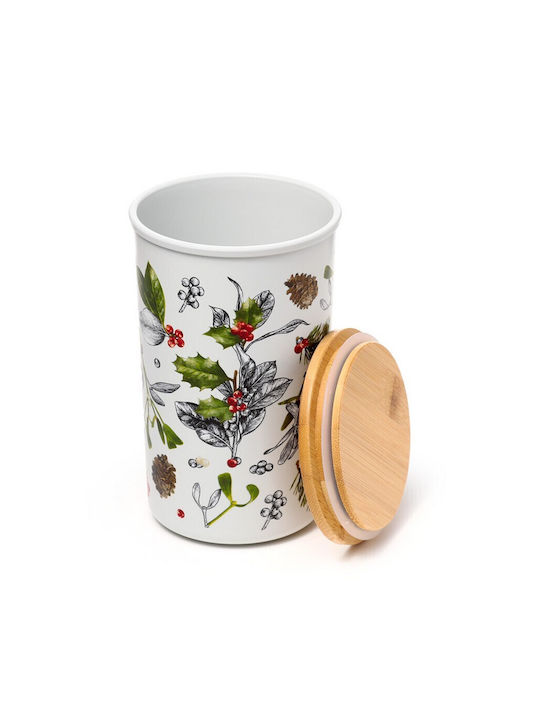 Aufbewahrungsglas mit Bambusdeckel Weihnachts-Winter-Botanisch