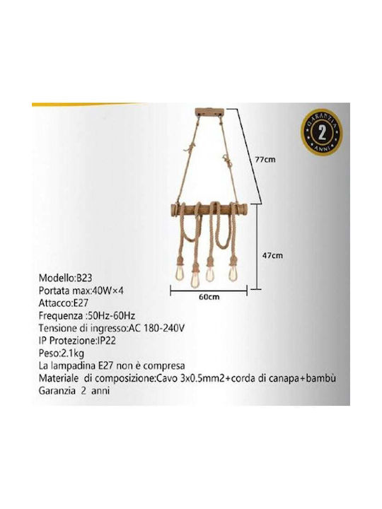 Hängelampe Beige mit Seil für Fassung E27