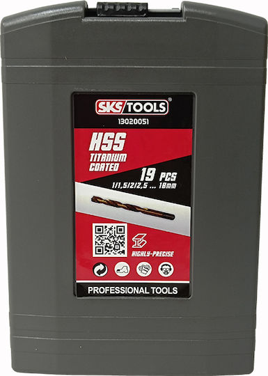SKS Tools Satz 19 Bohrer HSS Titan für Metall