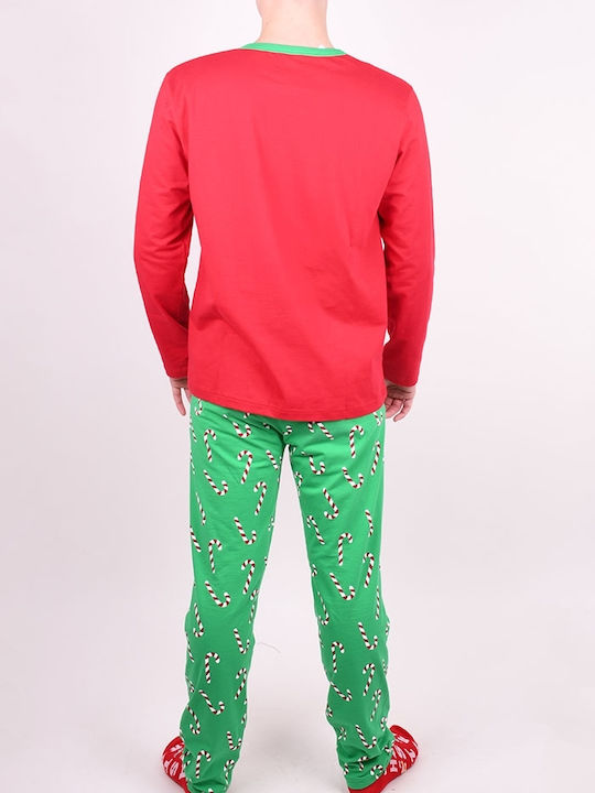 Happy Family Men's Winter Pajamas Set Red