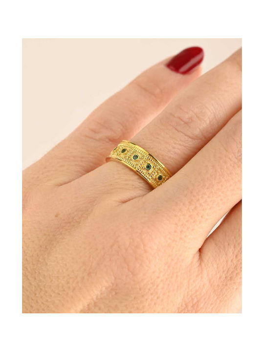 Fa Cad'oro Ring with Diamond & Zircon made of Silver Gold Plated