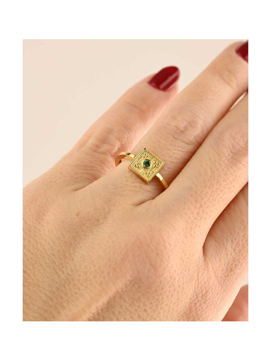 Fa Cad'oro Ring with Zircon made of Silver Gold Plated