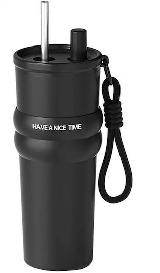 Techsuit Ποτήρι Θερμός Ανοξείδωτο 710ml Μαύρο