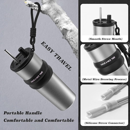 Techsuit Ποτήρι Θερμός Ανοξείδωτο 710ml Μαύρο