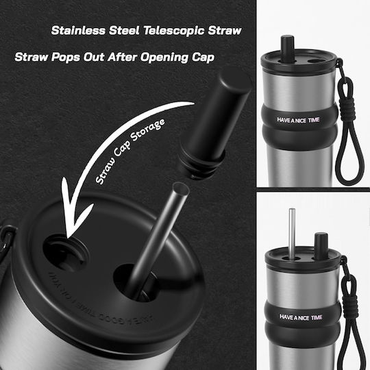 Techsuit Ποτήρι Θερμός Ανοξείδωτο 710ml Γκρι