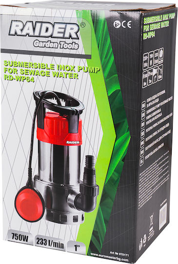 Submersible Pump 750w 1" 233l/min 8m Inox Raider Rd-wp64
