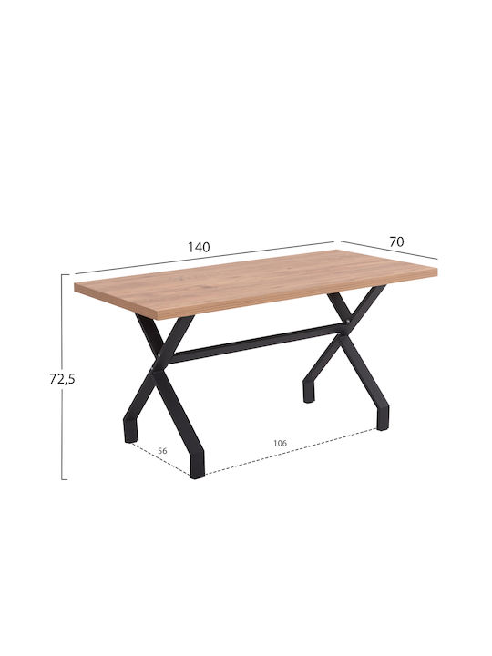 Lana Table Kitchen Wooden with Metal Frame 140x70x72cm