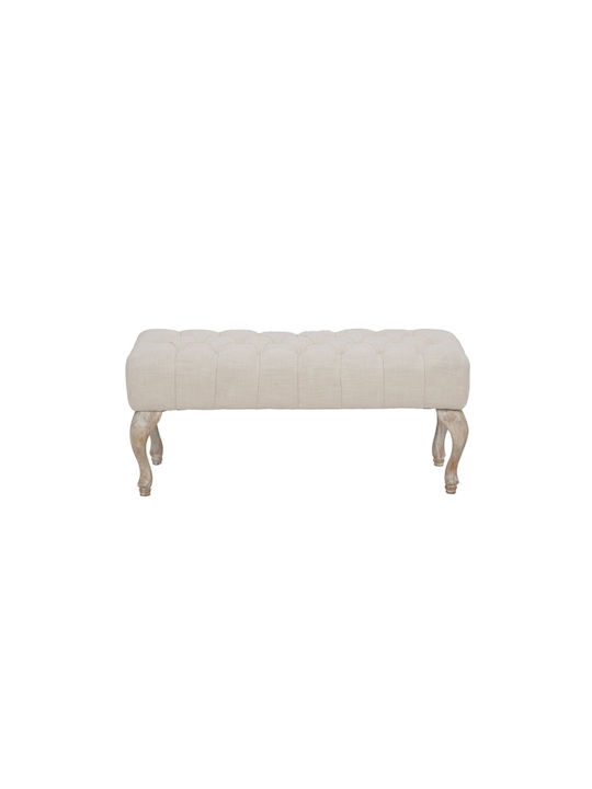 Stool Bench Stool Upholstered with Fabric Ecru 97x42x40cm