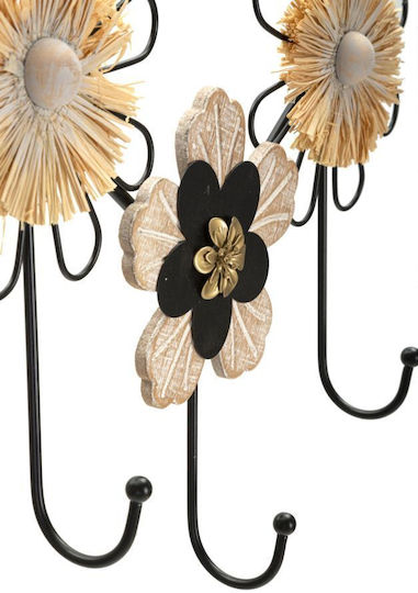 Mauro F Metal Wall Hanger With 5 Hooks Black 61x30.5x5.5cm