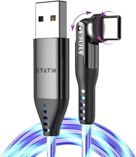 Statik LED USB 2.0 Cable USB-C male - USB-A 60W Μαύρο 2m PUP-0465-6FT-CC