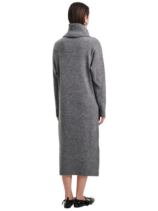 Combos Knitwear Maxi Dress Turtleneck Grey