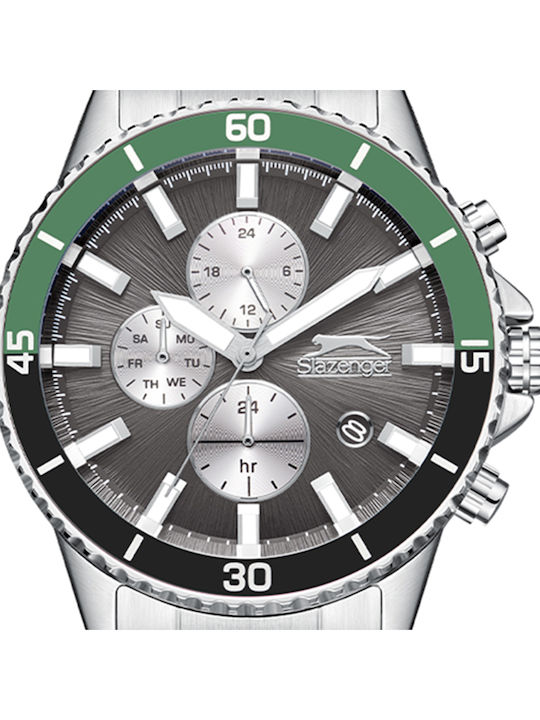 Slazenger Herrenuhr 44mm Batterie mit Silber Metallarmband