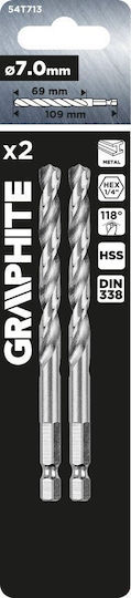 Graphite Satz 2 Bohrer mit Sechskantschaft für Metall
