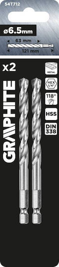 Graphite Σετ 2 Τρυπάνια με Εξάγωνο Στέλεχος για Μέταλλο