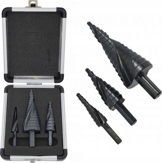 AWTools Step Satz 3 Diamantbohrer HSS mit Zylindrischem Schaft für Metall