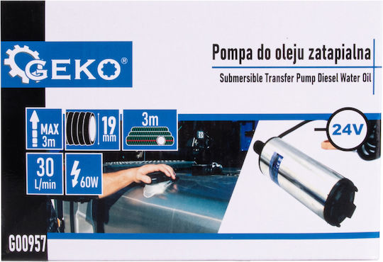 Tauchpumpe Elektrisch Kraftstoffpumpe 24 V 52 mm 3 m Kabel Geko G00957