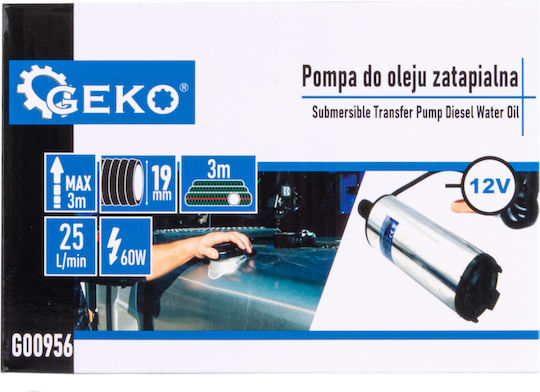 Submersible Electric Pump Fuel Transfer 12 V 52 Mm 3 M Cable Geko G00956