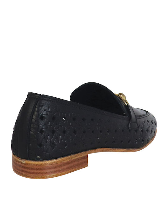 Leather Women's Loafers in Black Color