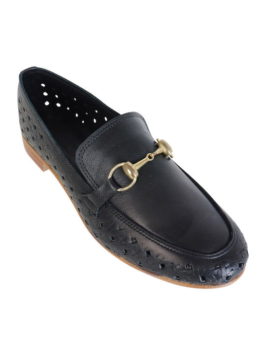Leather Women's Loafers in Black Color