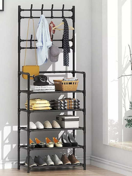Κρεμάστρα Δαπέδου από Μέταλλο Μαύρη 60x28x175cm