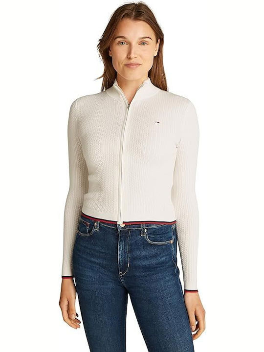 Tommy Hilfiger Women's Knitted Cardigan with Zipper White