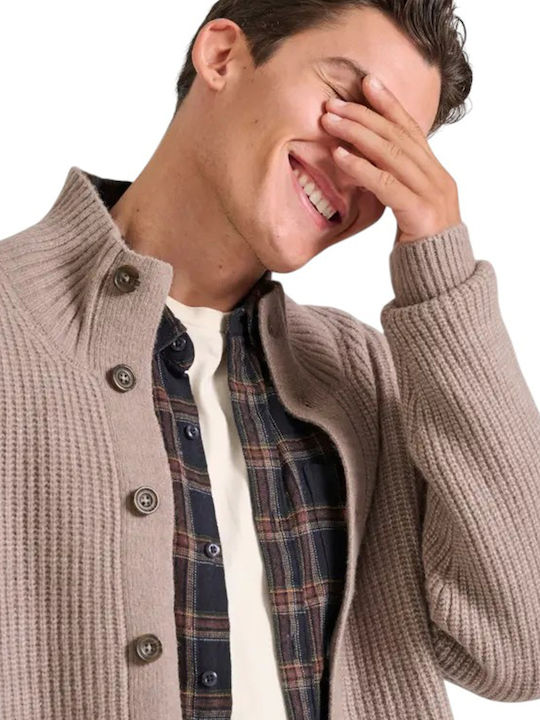 Men's Knitted Cardigan Cigar Mel Beige