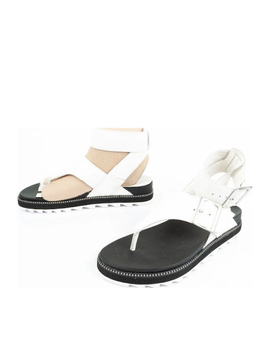 Sandale Casual Damă de Piele Alb