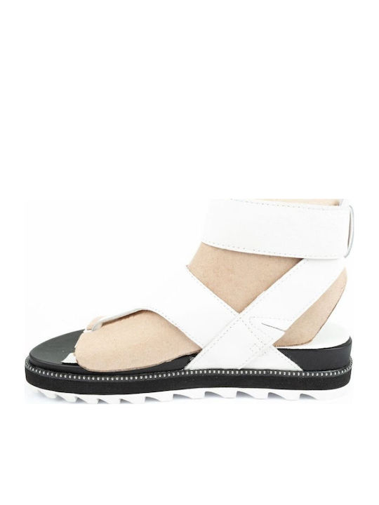 Sandale Casual Damă de Piele Alb