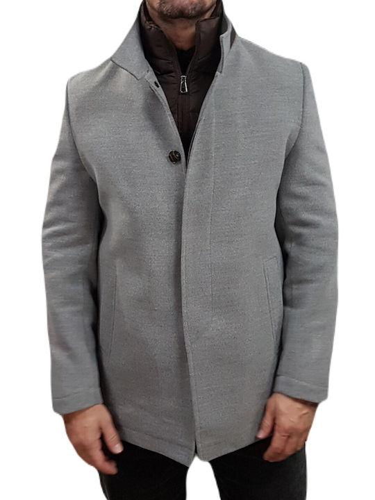 Men's Half Coat Grey, Gray Melange