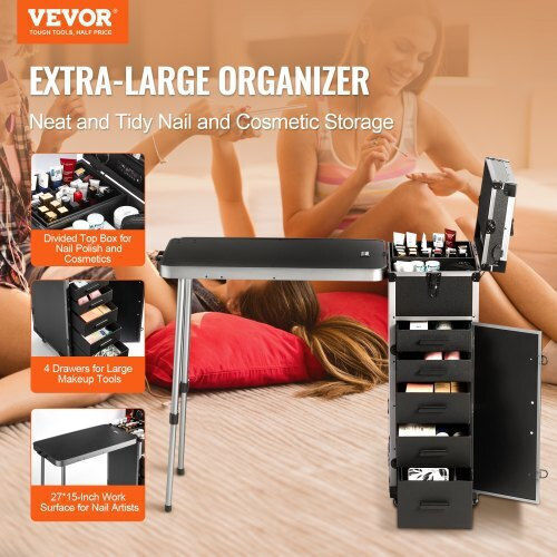 Vevor Metallic Cosmetic Case Black