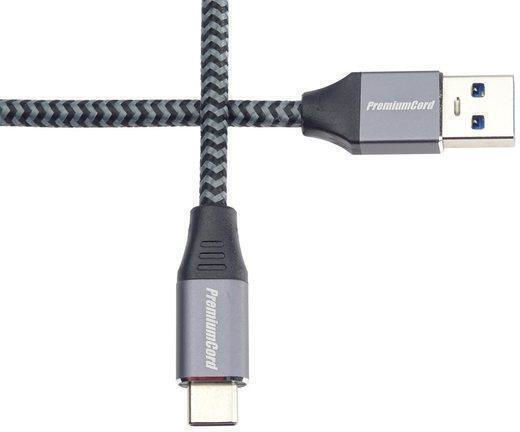 PremiumCord Braided USB 3.0 Cable USB-C male - USB-A 60W Γκρι 3m