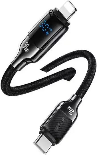 Usams Fast Braided USB-C to Lightning Cable 30W Μαύρο 1.2m