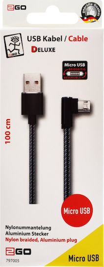 2GO Micro-usb Regular USB 2.0 to micro USB Cable Μαύρο 1m 1τμχ