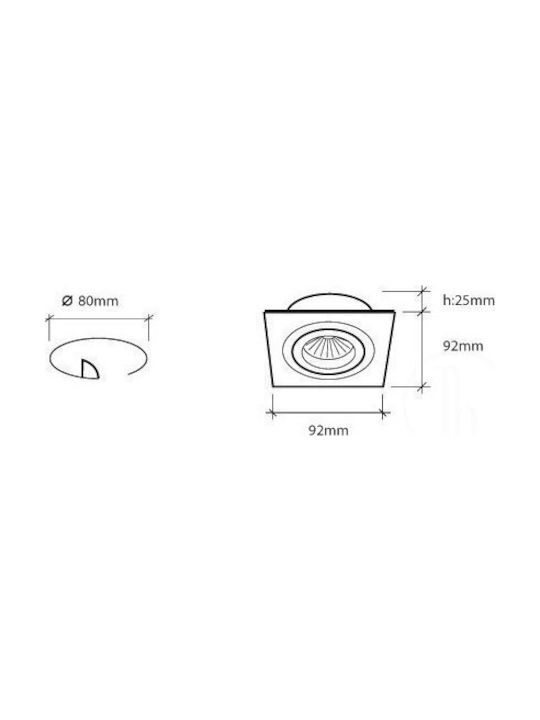 Metallic Recessed Spot with Socket GU5.3