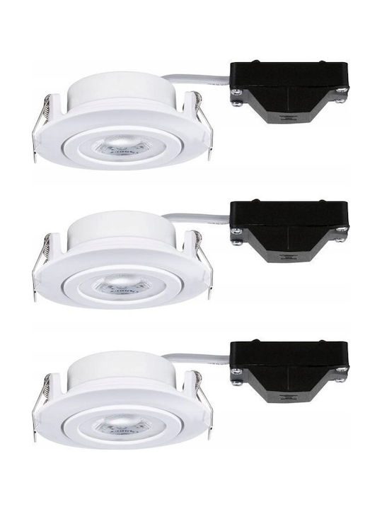 Rectangle Plastic Recessed Spot with Integrated LED and Warm White Light White 4x3cm. 1pcs