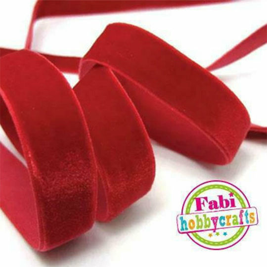 Fabi Samt Band Monochrom Rot 10meters mit Breite 40mm