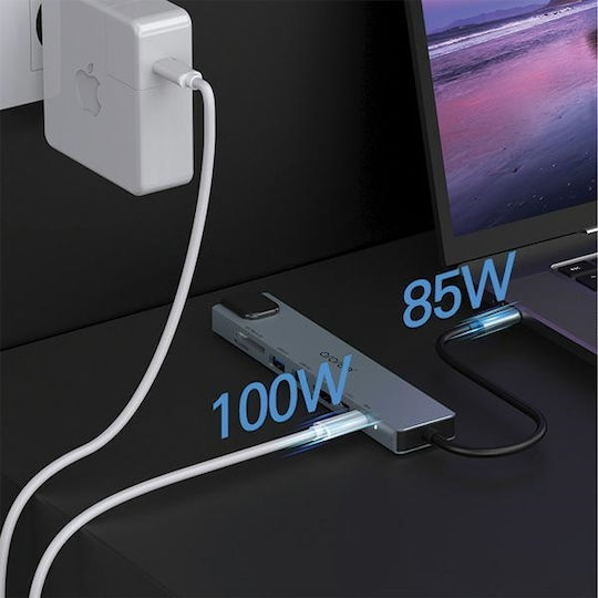 Araree AM81 USB-C Stație de andocare cu 4K PD Ethernet Gri