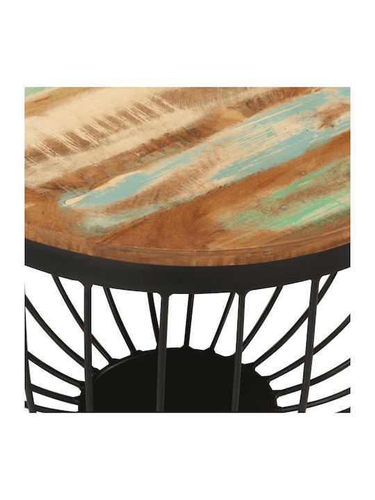 Round Side Table Made of Solid Wood Multicolour 50x50x35 cm