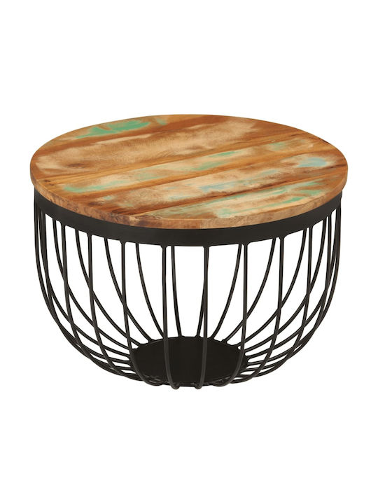 Round Side Table Made of Solid Wood Multicolour 50x50x35 cm