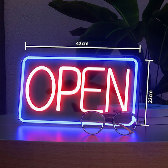 Neon Open Sign Café Bar Shop Usb Switch + Hangers