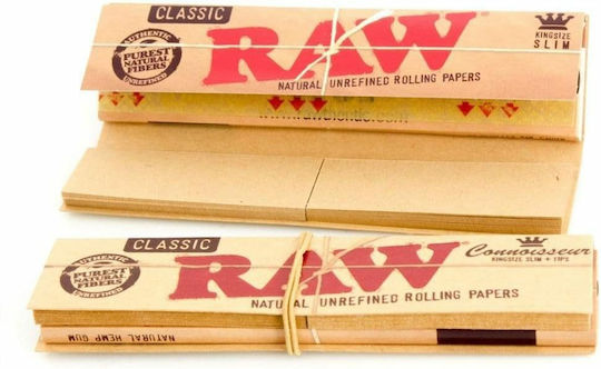 Raw Organic Hemp Χαρτάκια Στριφτού Τσιγάρου Slim King Size με Τζιβάνες 32 φύλλα 1τμχ