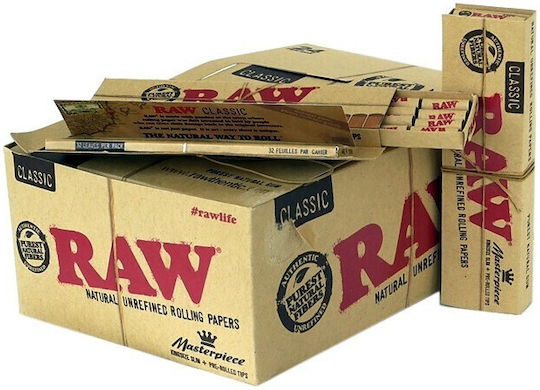 Raw Classic Foițe de Țigări Rulate Slim King Size cu Hârtie de țigări 32 foi 24buc