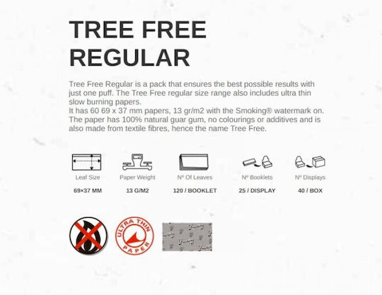 Smoking Blue Tree Free Regular Листчета за свиване на цигари Стандартна 60 листове 1бр